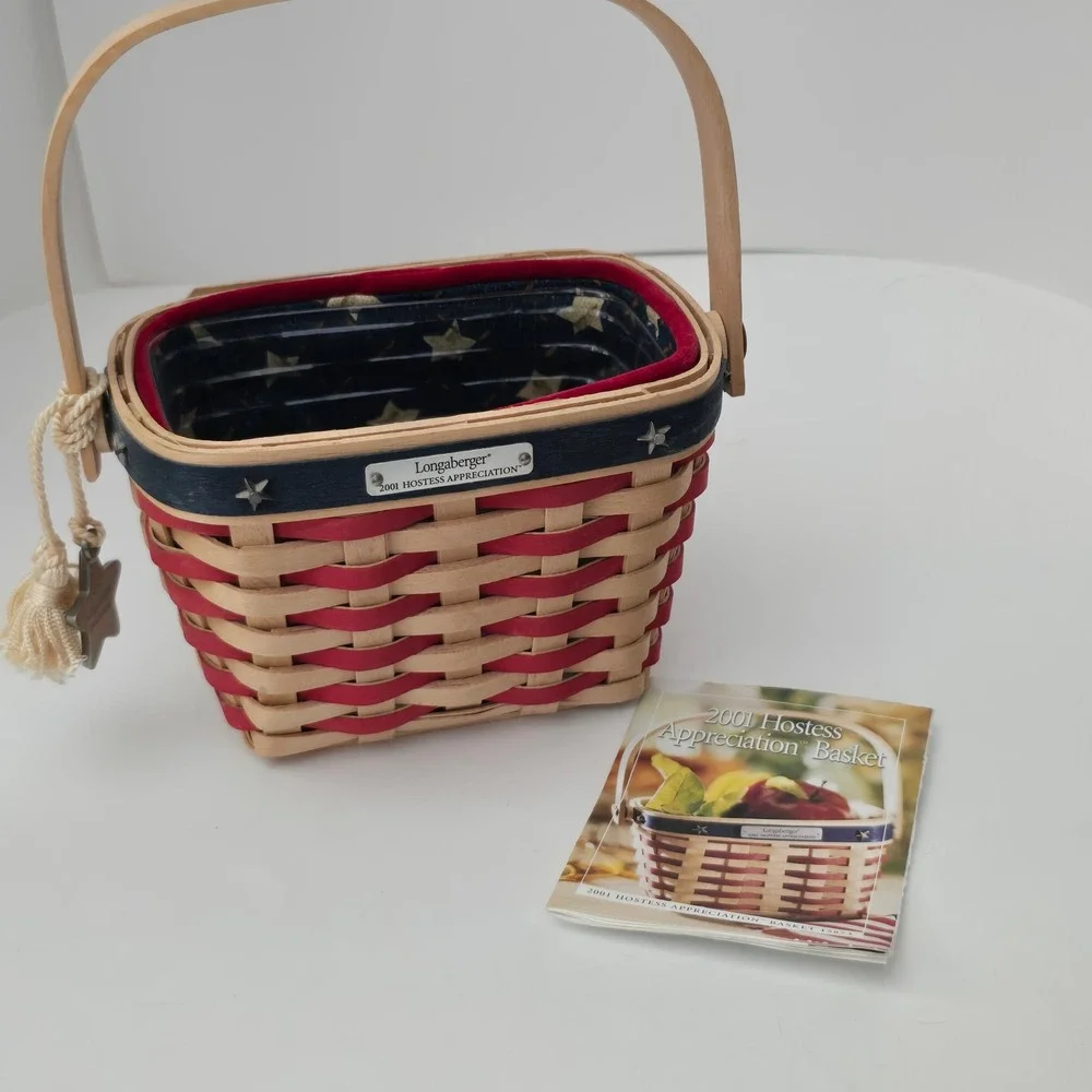 Longaberger 2001 Hostess Appreciation Basket Red White Blue Patriotic Star Liner
